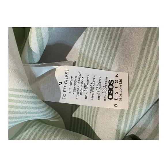 ASOS DESIGN revere Reiss Castle Ribbed Cuban stripe shirt in green - Picture 6 of 6